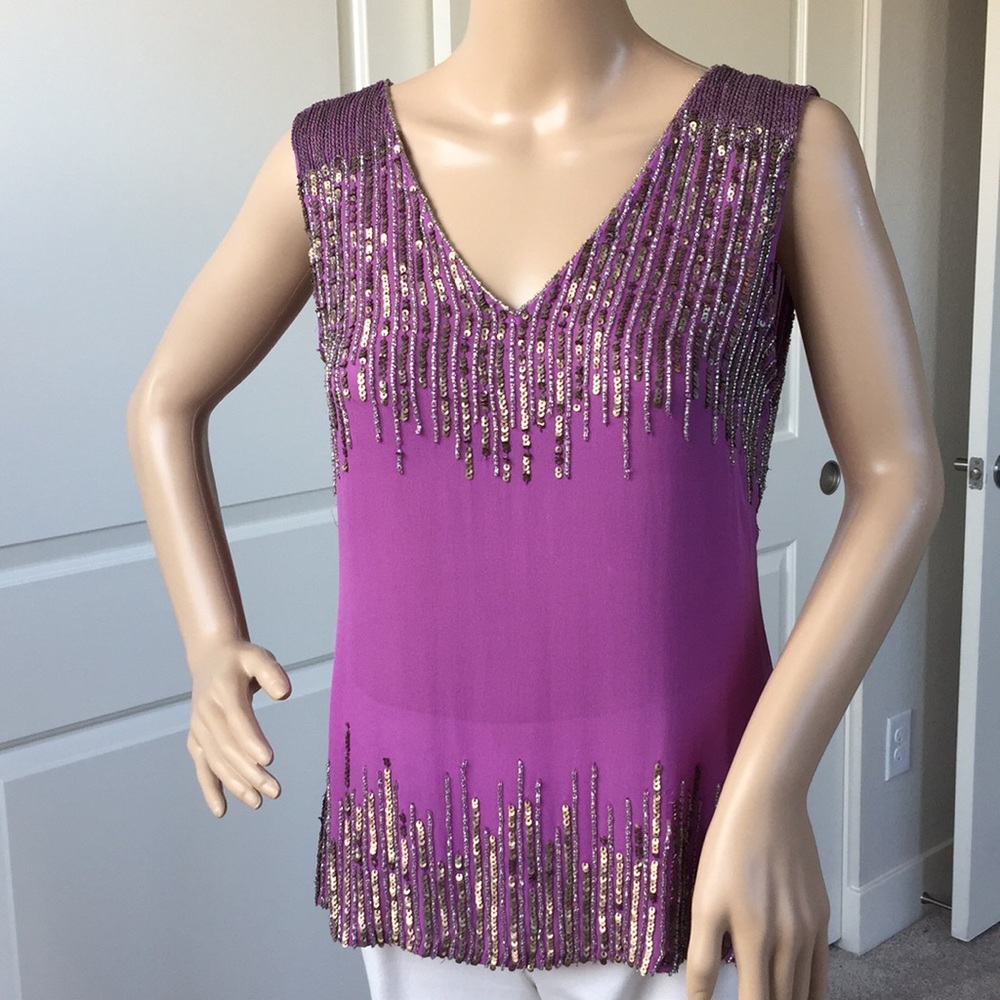 Parker sequin and beaded top. Lavender